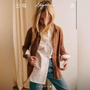 Sezane Will Jacket in Camel Suede